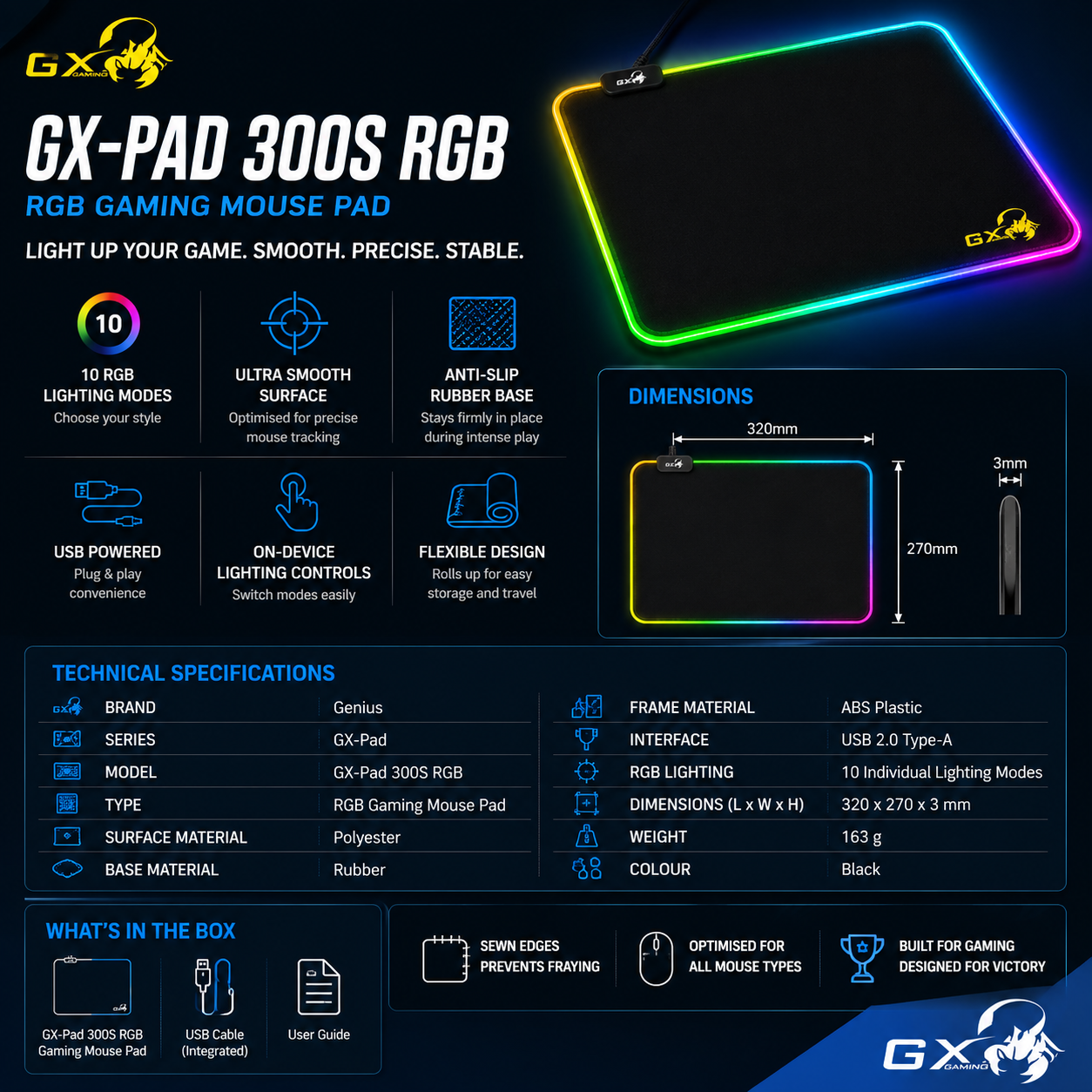 Genius GX-Pad 300S RGB Gaming Mouse Pad